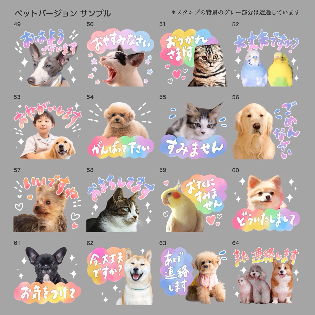 ペットのお写真でカラフルなLINEスタンプ作ります 犬、猫、エキゾチックアニマル、どんな種類でも大歓迎！ イメージ7