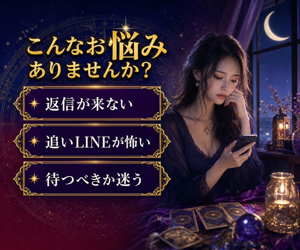 既読無視の彼の本音をタロットで鑑定します 待つ・送るを判断｜彼に合わせたLINE例文1通付き イメージ2