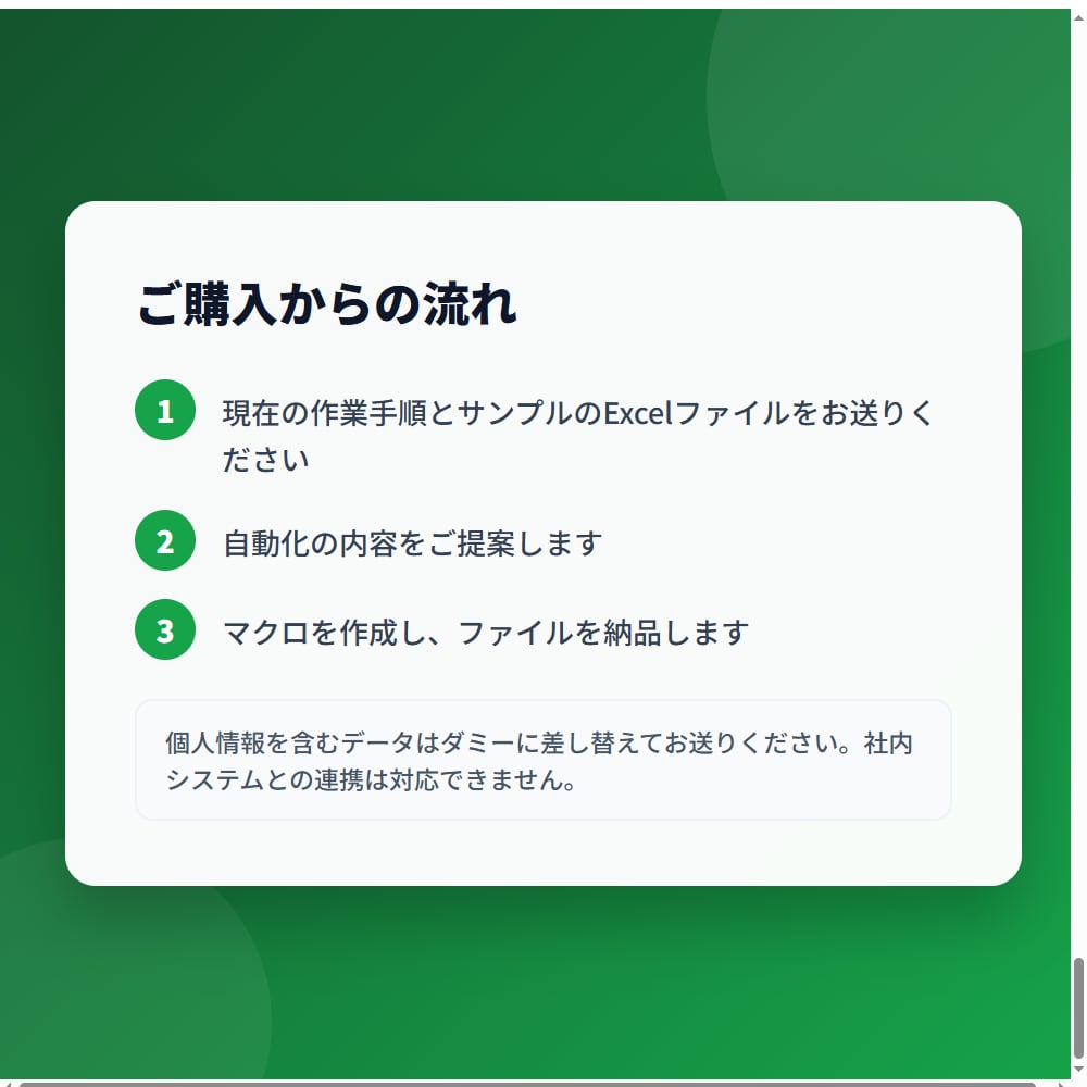 Excel/VBAで定型作業を自動化します 集計・データ整形をボタン1つで済むように イメージ3
