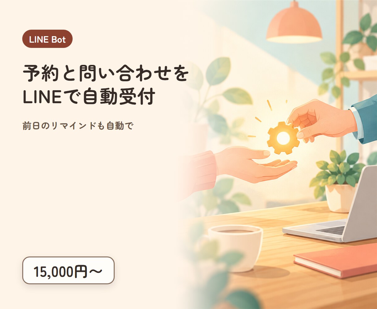 LINE Botで予約や問い合わせを自動化します 前日リマインドとよくある質問の自動返信 イメージ1