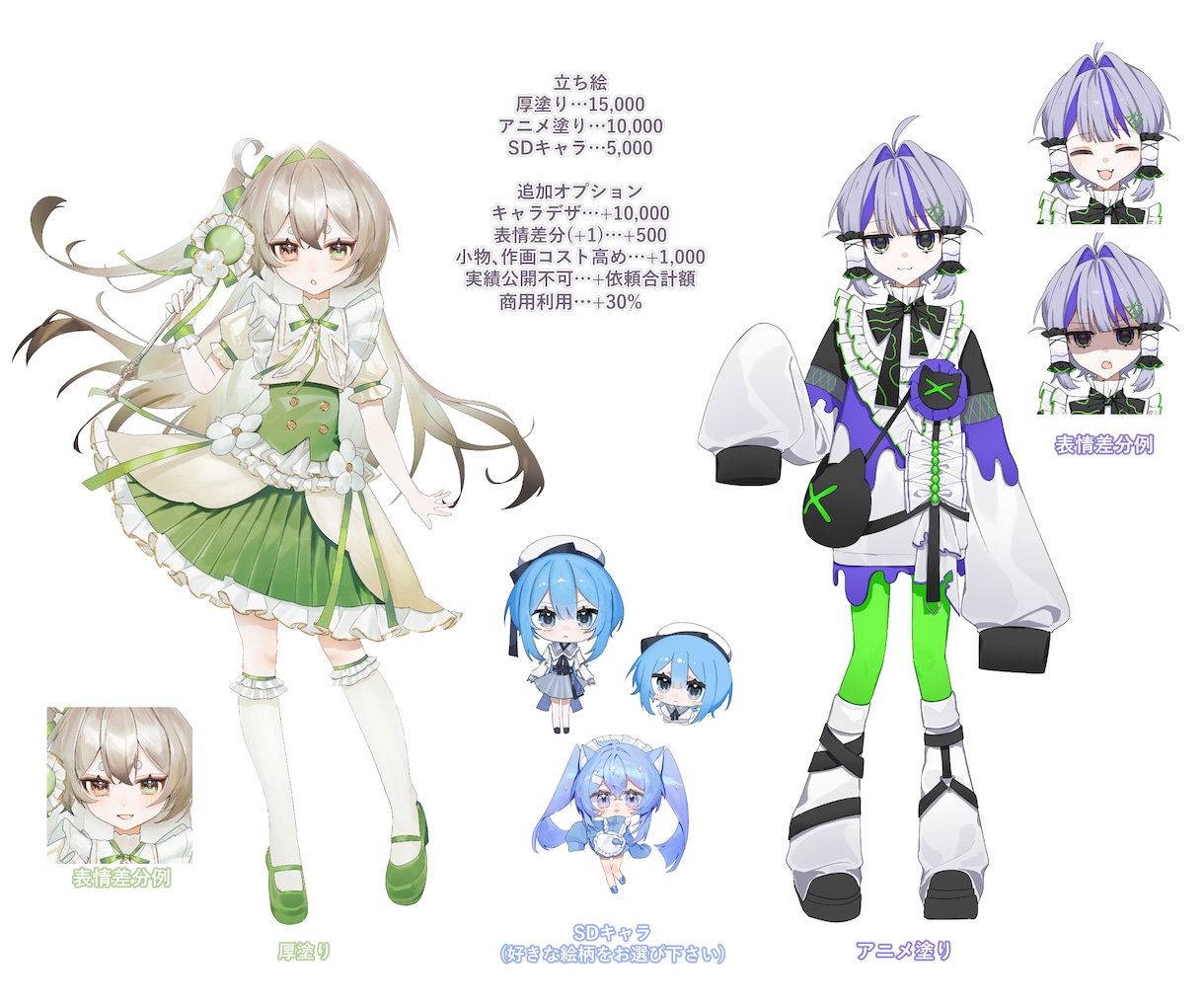 可愛い立ち絵、SDイラスト制作いたします 衣装デザインやキャラクターデザインも可能です！ イメージ2