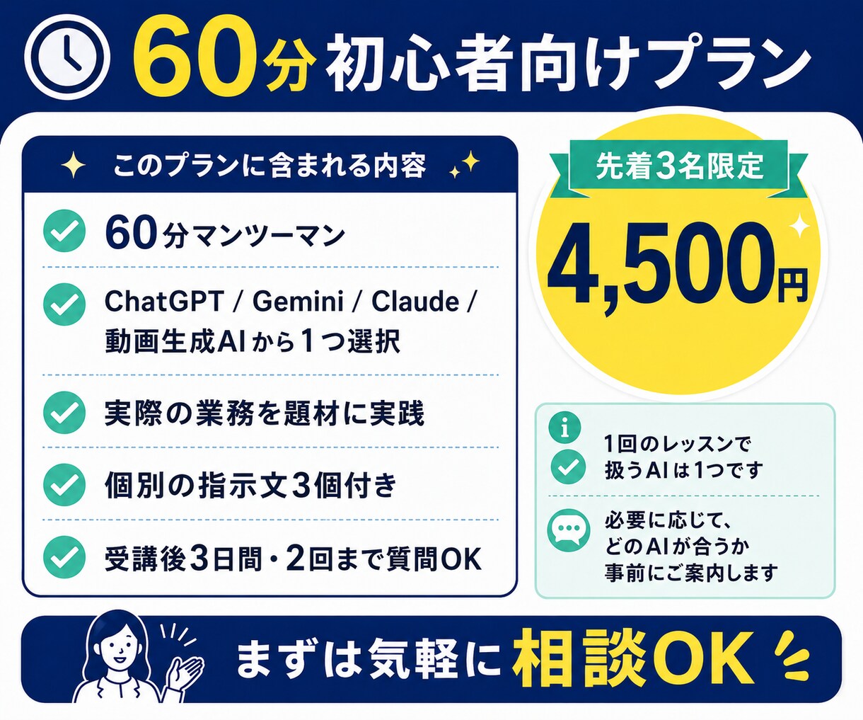 生成AIを仕事で使えるよう個別に教えます 大手スクール講師と実際の業務を60分で一緒に実践 イメージ4