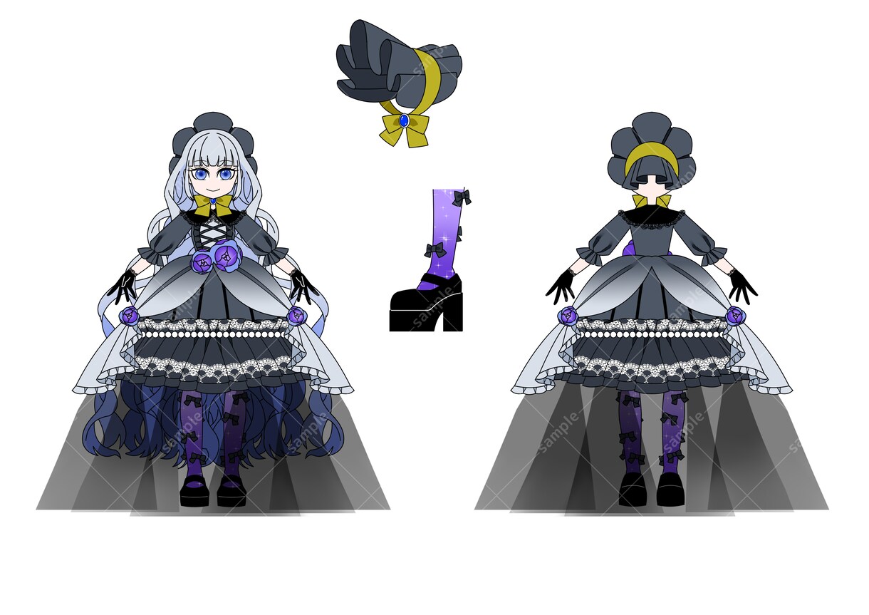 可愛いに特化！キャラクターの豪華衣装デザインします ゴスロリ、ふわふわイラスト。デザイン画の制作お任せください！ イメージ4