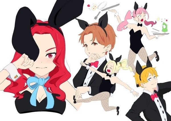 バニー服、タキシードキャラ描きます 男性キャラ、女性キャラのバニーのイラストを制作します イメージ1
