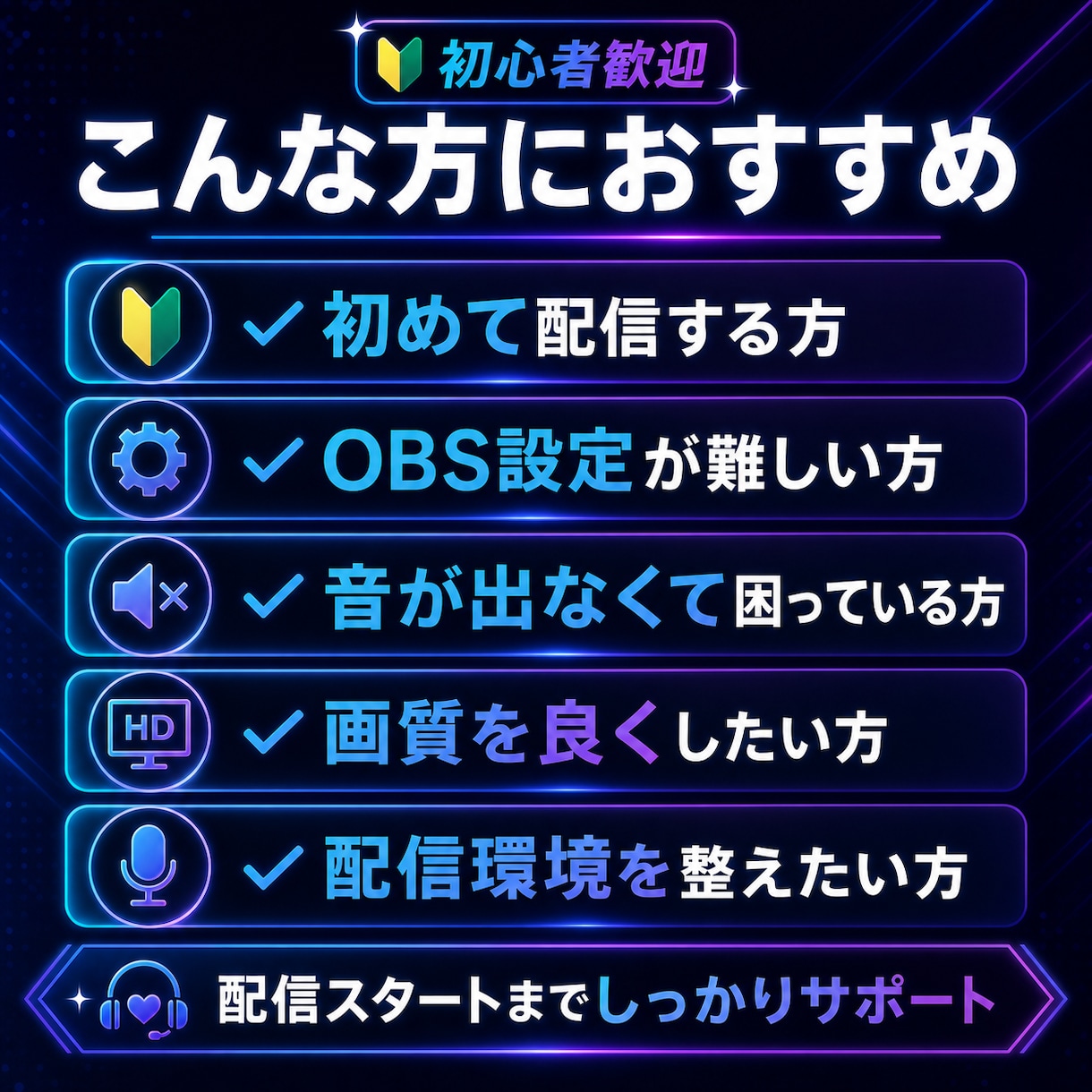 OBS・配信設定を画面共有でサポートします 初心者向けに画面共有で一緒に設定 イメージ4