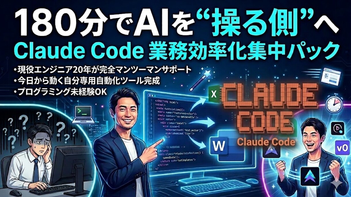 AIで業務効率化をサポートします 180分でAI業務効率化を実践 イメージ1