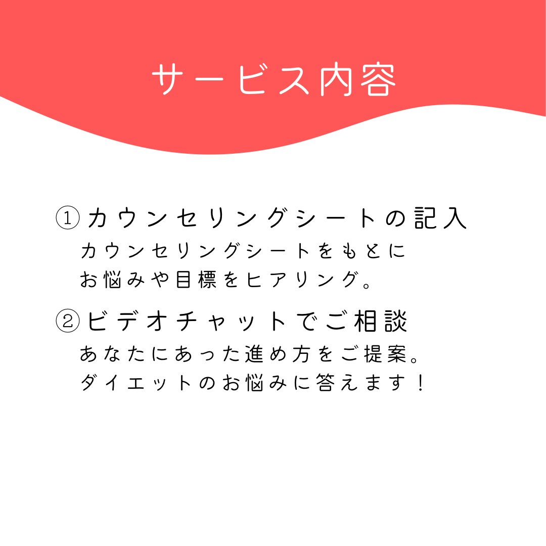 30分であなたに最適なダイエット方を提案します 現状にあわせて食べながら痩せる方法をご提案します！ イメージ2