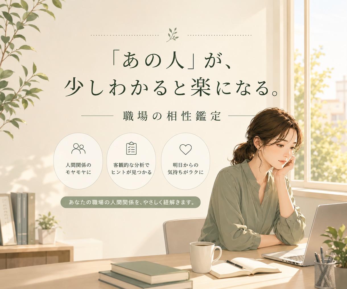 職場「あの人」との相性を鑑定します あの人の地雷と攻略法をお伝えします イメージ1