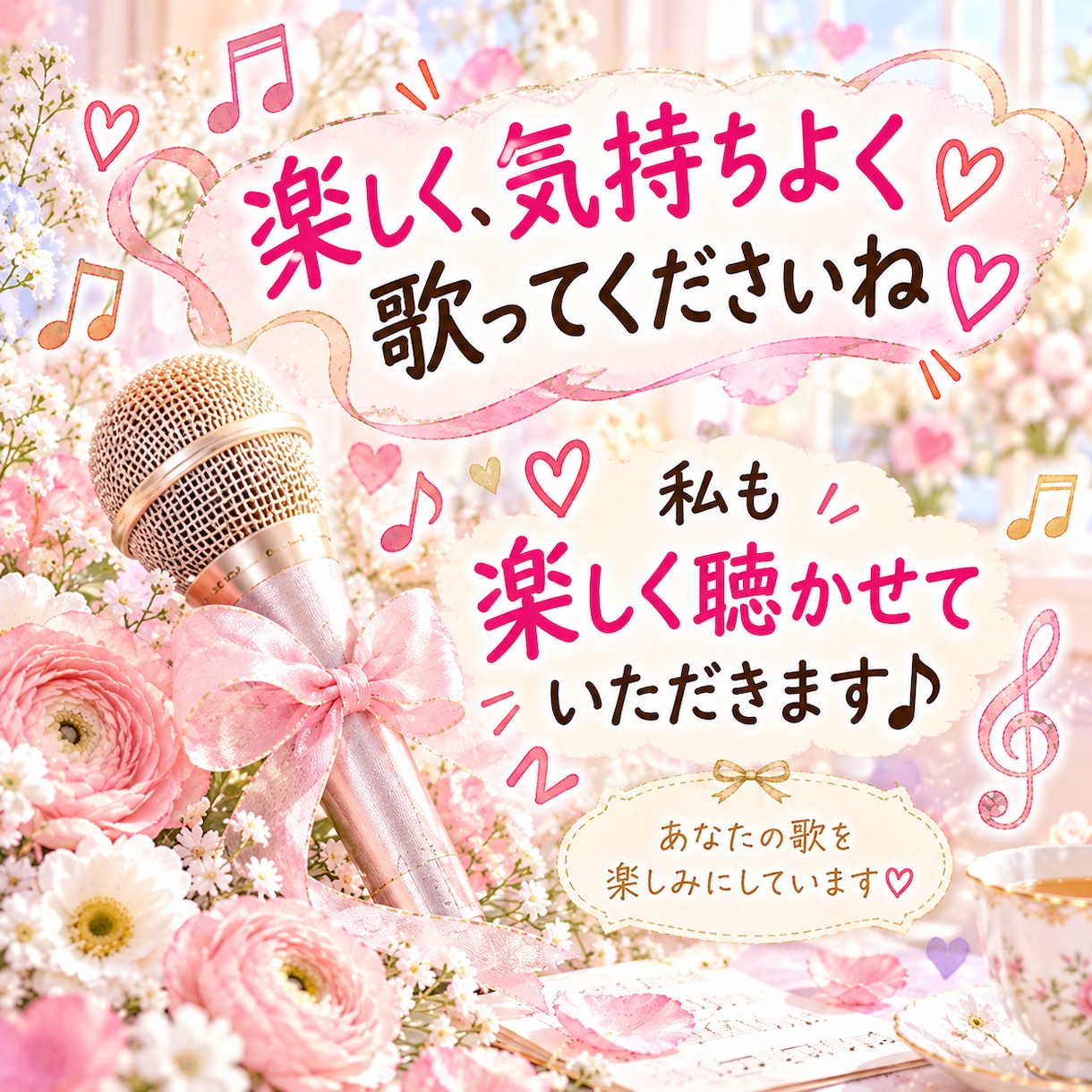 歌ってください！たった一人の熱烈な観客になります 大好きな歌でも♡自作の歌でも♡気持ちよく歌ってください！ イメージ5