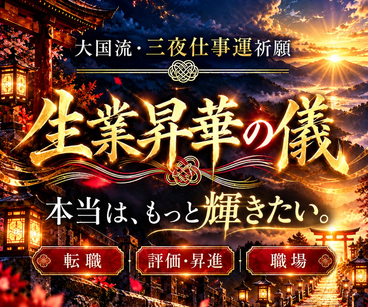 仕事・転職の願いをお預かりし未来への道を祈願します 「本当はもっと輝きたい」三夜仕事運祈願《生業昇華の儀》 イメージ1