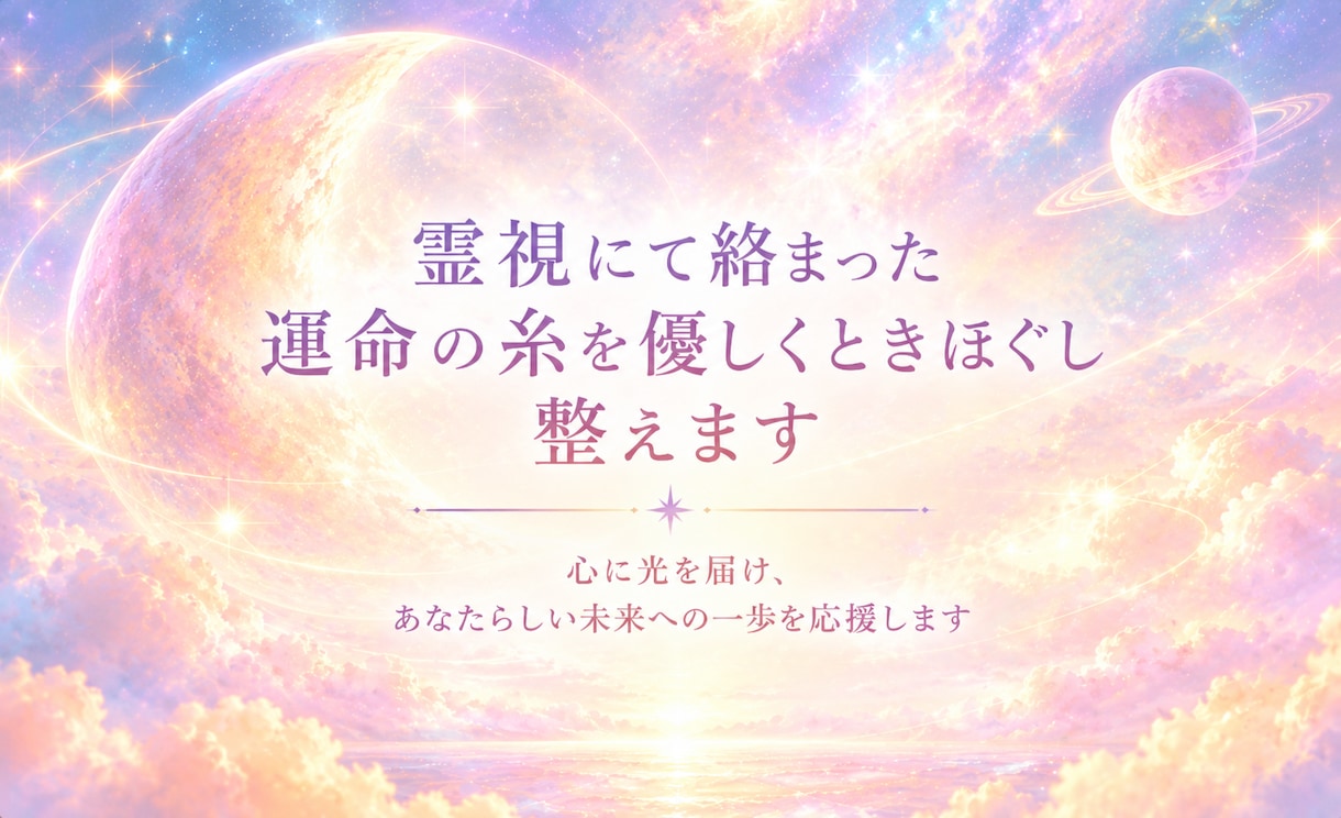 霊視にて絡まった運命の糸を優しくときほぐし整えます 心に光を届け、あなたらしい未来への一歩を応援します イメージ1