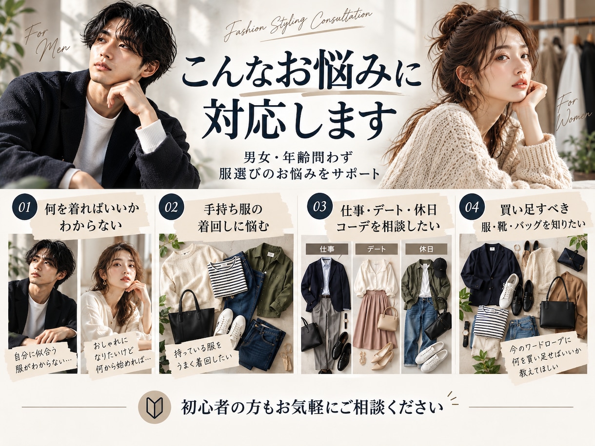 文化服装学院出身が似合う服をご提案します 男女問わず、好みや予算に合わせたスタイリングをご提案 イメージ2