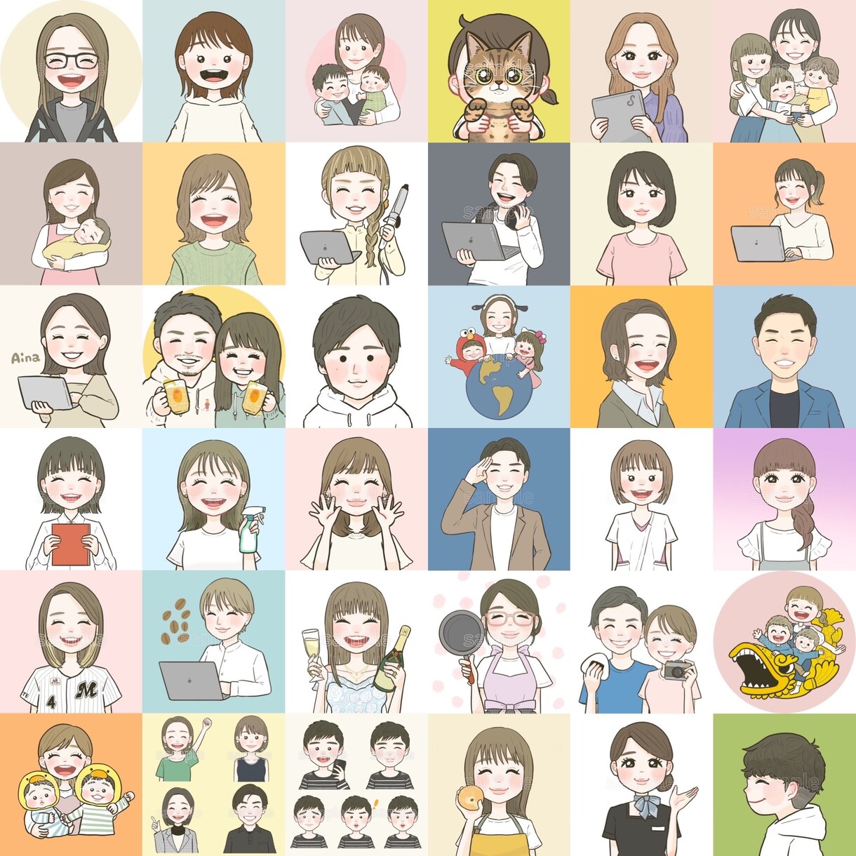 商用可の印象アップ◎可愛い似顔絵描きます ブログやSNSの集客アップに効果的！可愛いゆるっと似顔絵です イメージ9