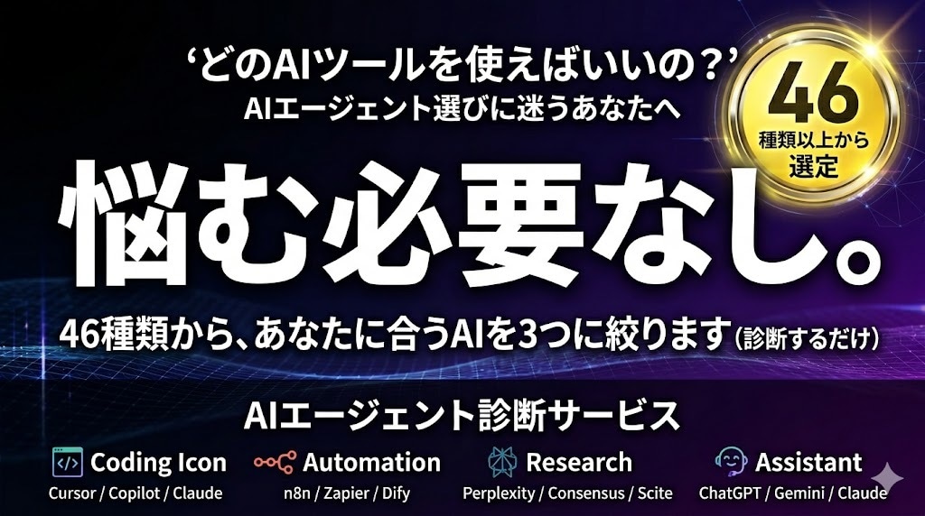 あなたに最適なAIエージェント3つ提案します 目的に合わせて選定＋使い方まで提案 イメージ1