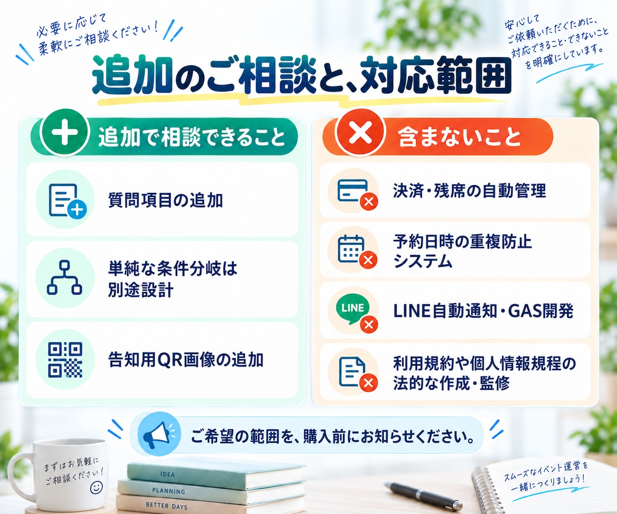 お店や教室の申込みフォームを作ります 名前や希望日を何度も聞かず、一度に受け取れる受付へ イメージ7