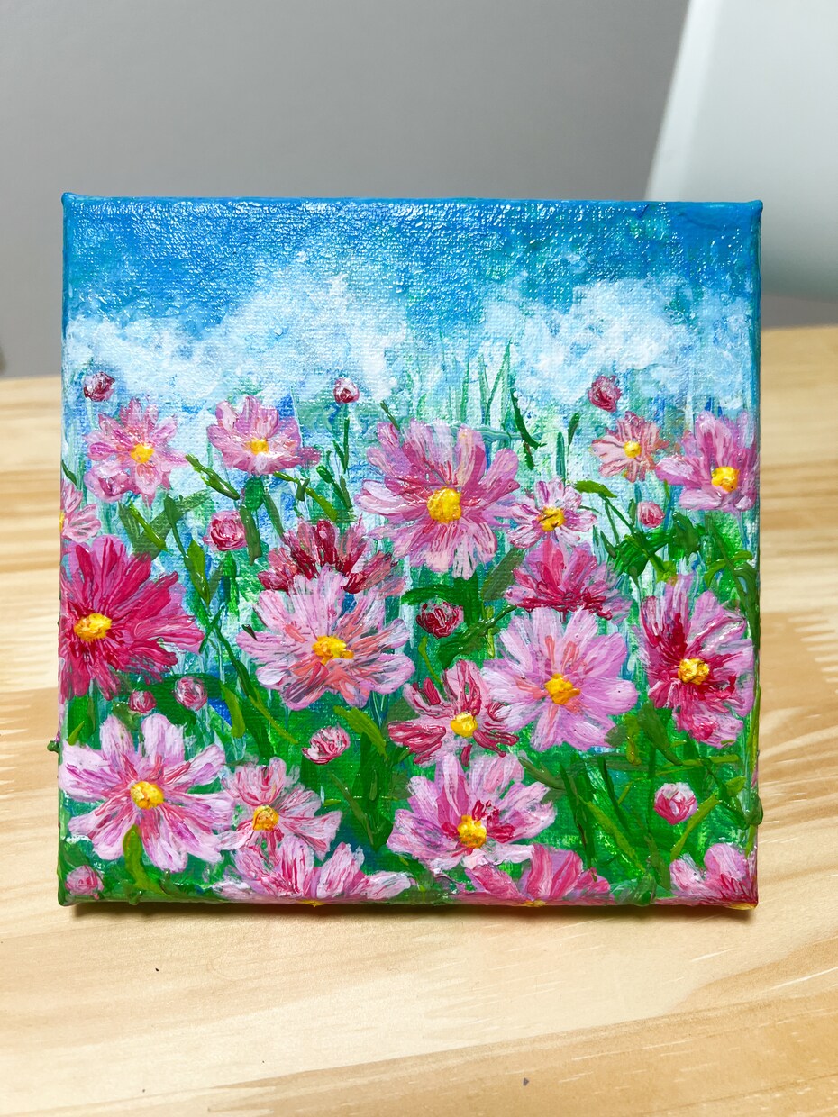 毎月、何が届くか楽しみなお花のアートをお届けします 15×15cm、手描きのアクリル画の原画配送します。 イメージ2