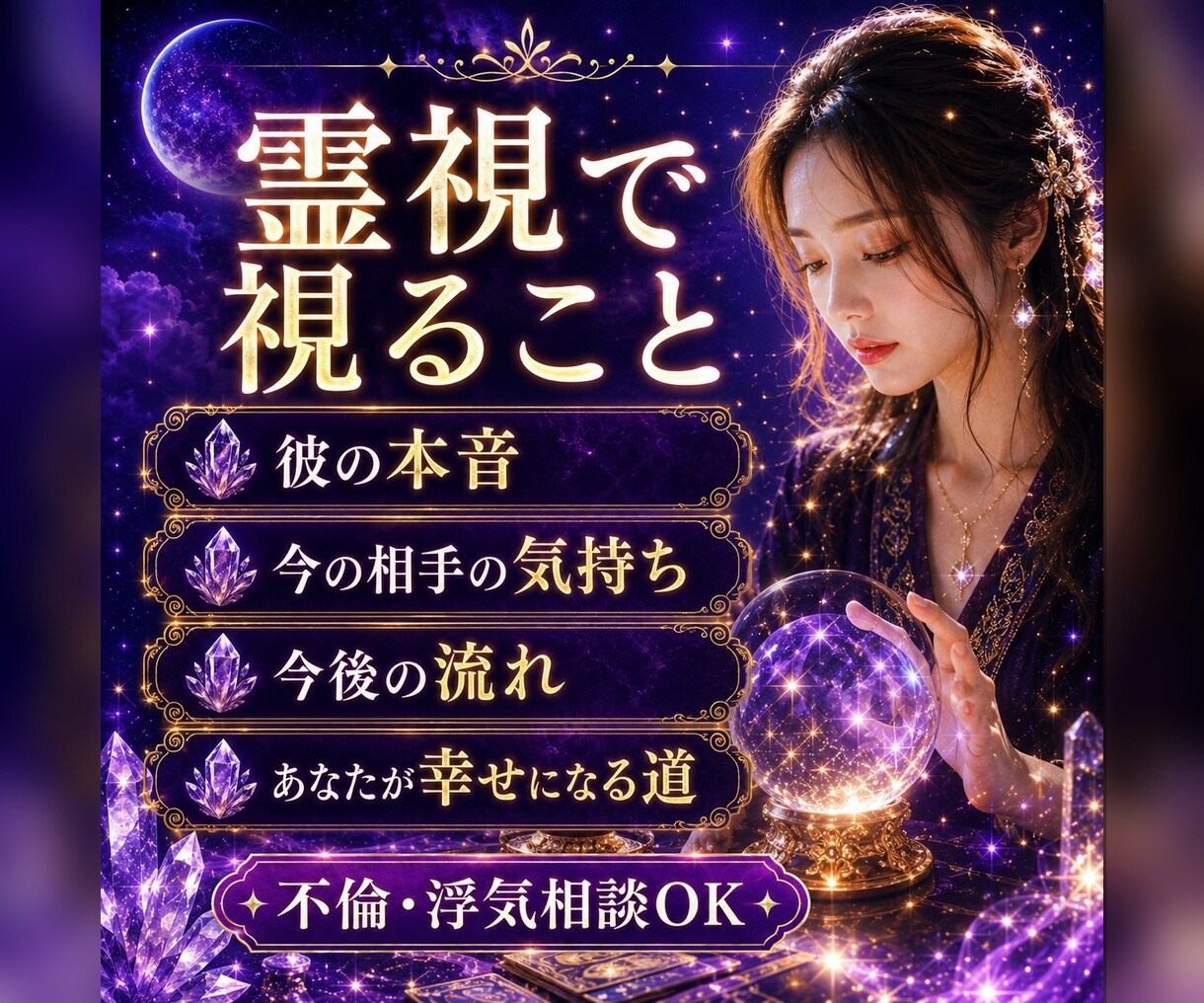 彼は本気？不倫の結末を霊視します 本命度・彼の本音・今後の流れまで視ます イメージ4