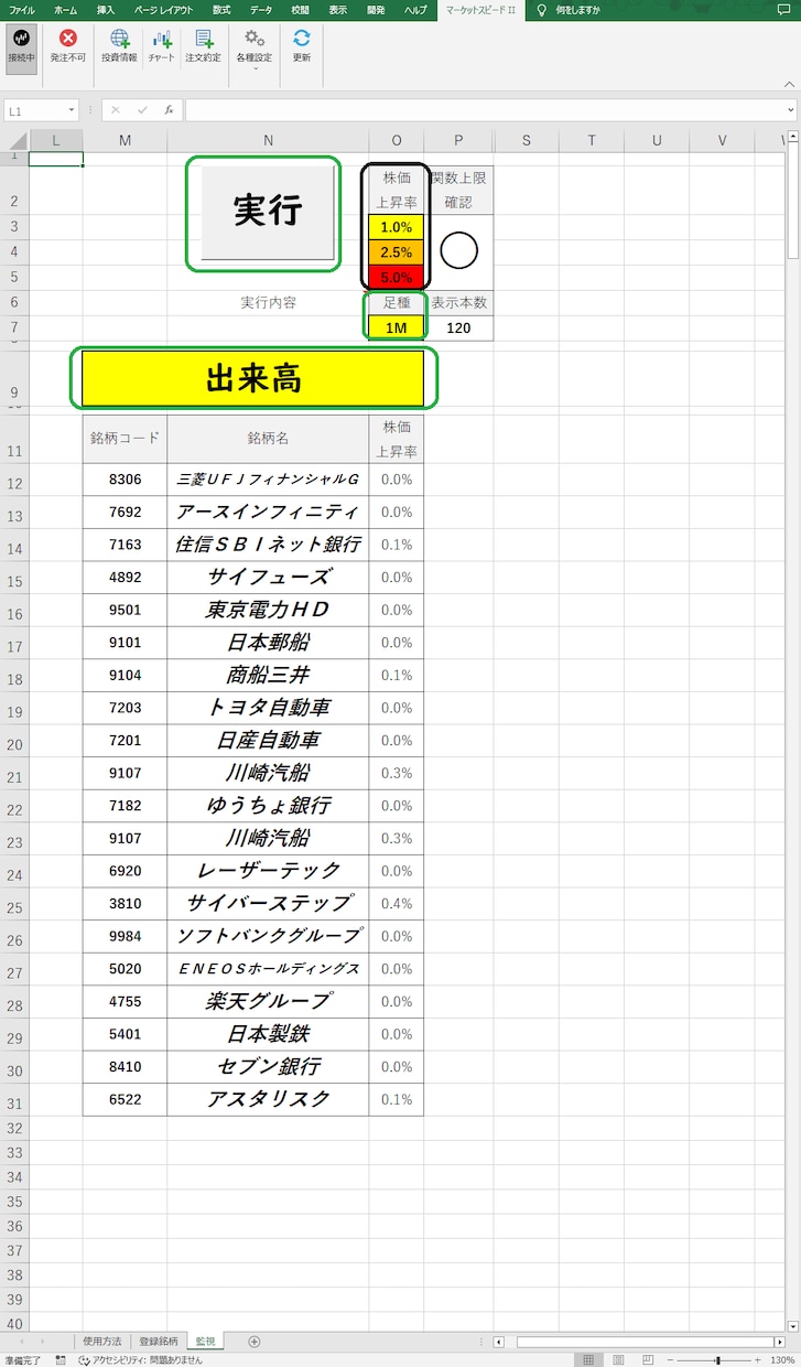 デイトレで株価上昇率を表示します 株価急騰した銘柄がリアルタイムでわかります イメージ2