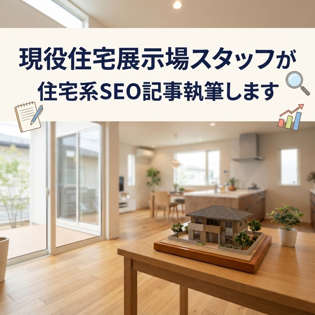 現役住宅展示場スタッフが住宅系SEO記事執筆します 住宅記事にお困りの方へ｜現役展示場スタッフが執筆します イメージ1