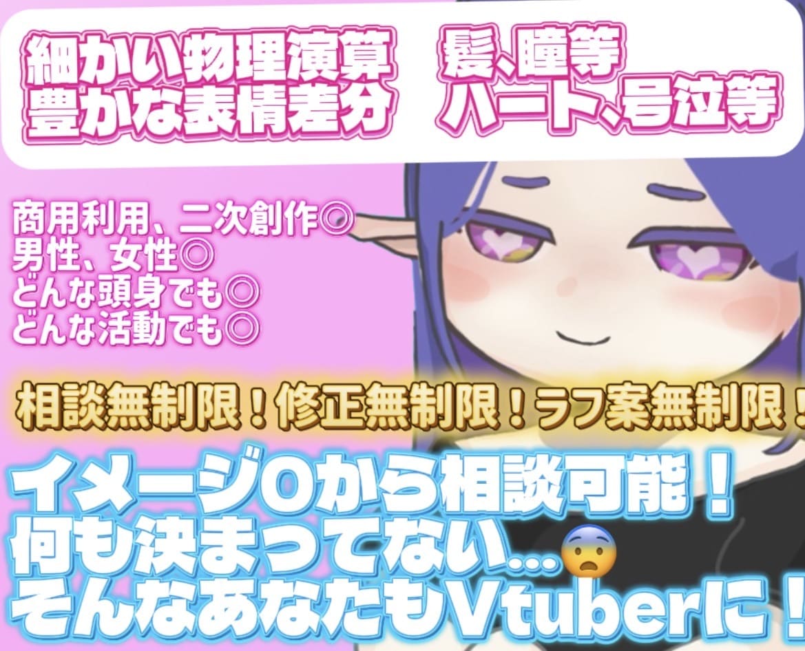 先着1名様限定特別価格、2DVtuber作ります イメージ作りから、イラスト作成、モデリングからデビューまで イメージ1