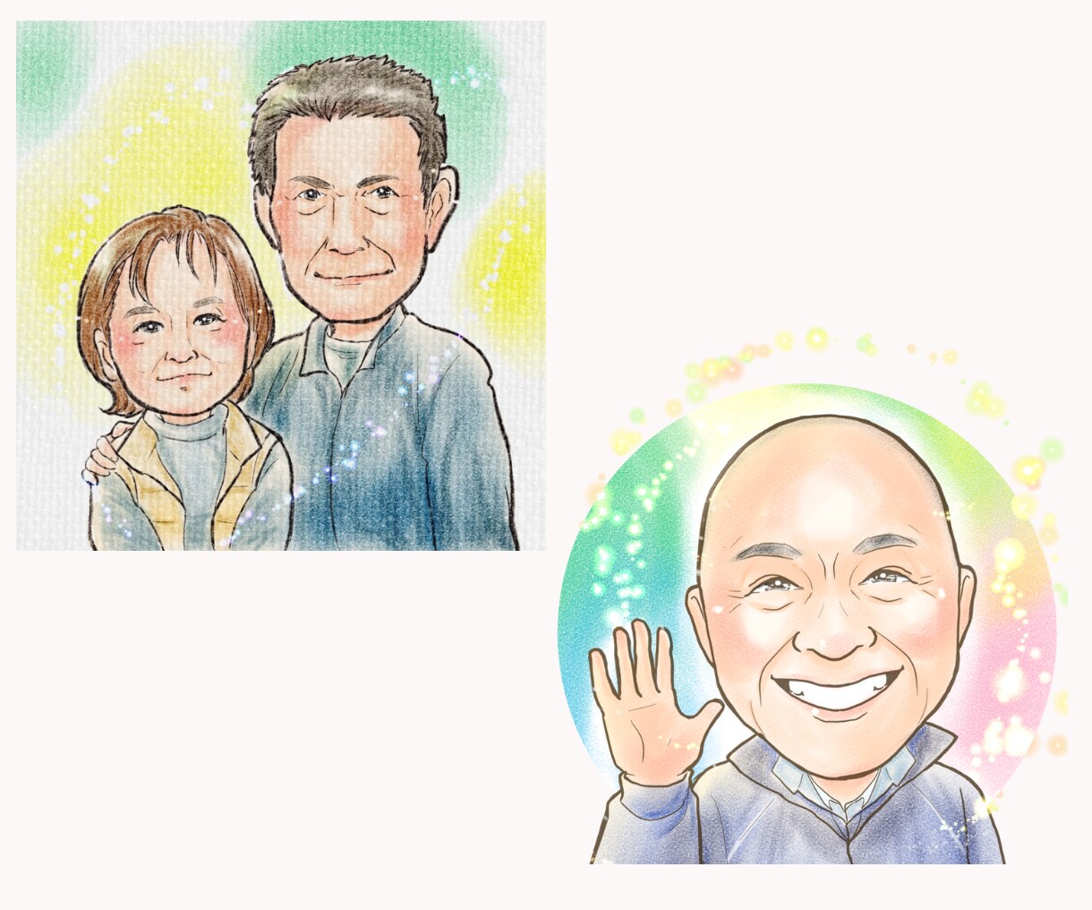 似顔絵の背景をあなたのオーラ色でお描きします タロットプロでもある似顔絵師が感じた色と形を視覚化します。 イメージ4