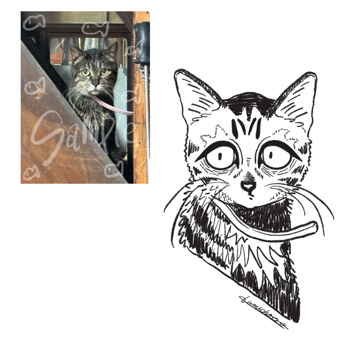 ペット似顔絵\ \ネコ様/ /の似顔絵描きます 誰とも被らない‼︎少しダークで可愛い絵柄‼︎カラーもあり‼︎ イメージ2
