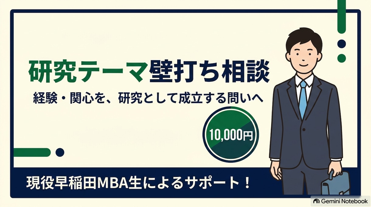 研究テーマのご相談に乗ります 現役研究者＆MBA生と経験・関心を、研究として成立する問いへ イメージ1