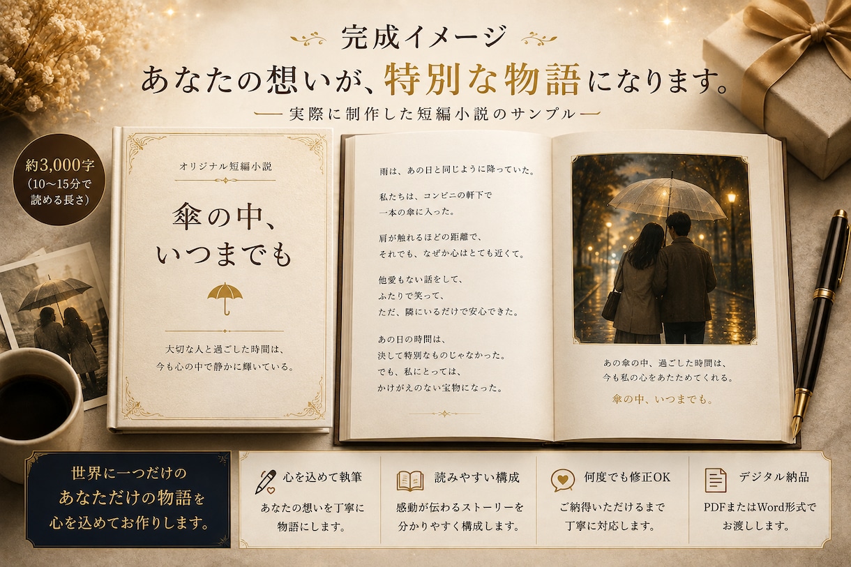 大切な人との思い出を短編小説にします 誕生日や記念日に、世界に一つの物語を贈りませんか？ イメージ2