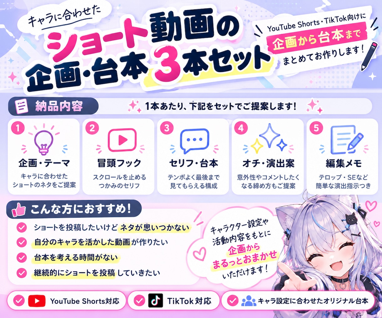 TikTok・short動画の台本を3本作ります ネタ切れ解消！キャラに合わせて企画から丸投げOK！ イメージ2
