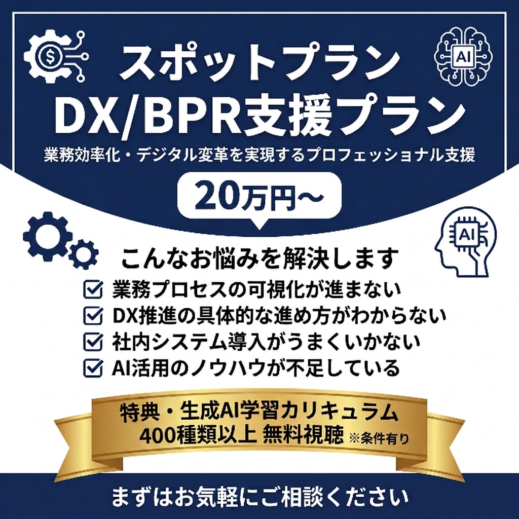 業務の無駄を劇的削減！DX・業務効率化を支援します ★400種類以上の生成AI学習動画付き★まずは無料相談OK！ イメージ1