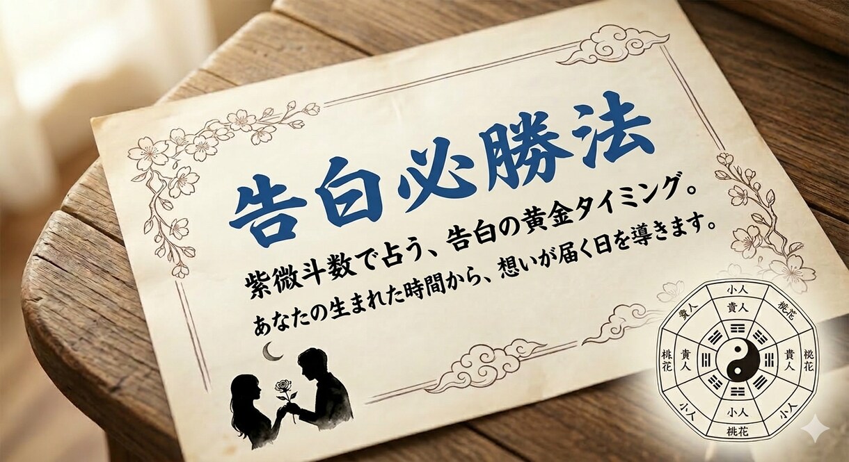 彼／彼女に告白するベストタイミングを鑑定しますます 出生時間から、告白のタイミングと伝え方を読み解きます イメージ1