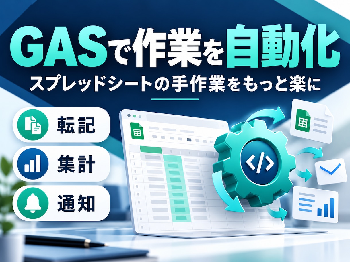 GASで転記・集計・通知を自動化します 毎日の手作業を減らしたい方へ、丁寧にご相談 イメージ1