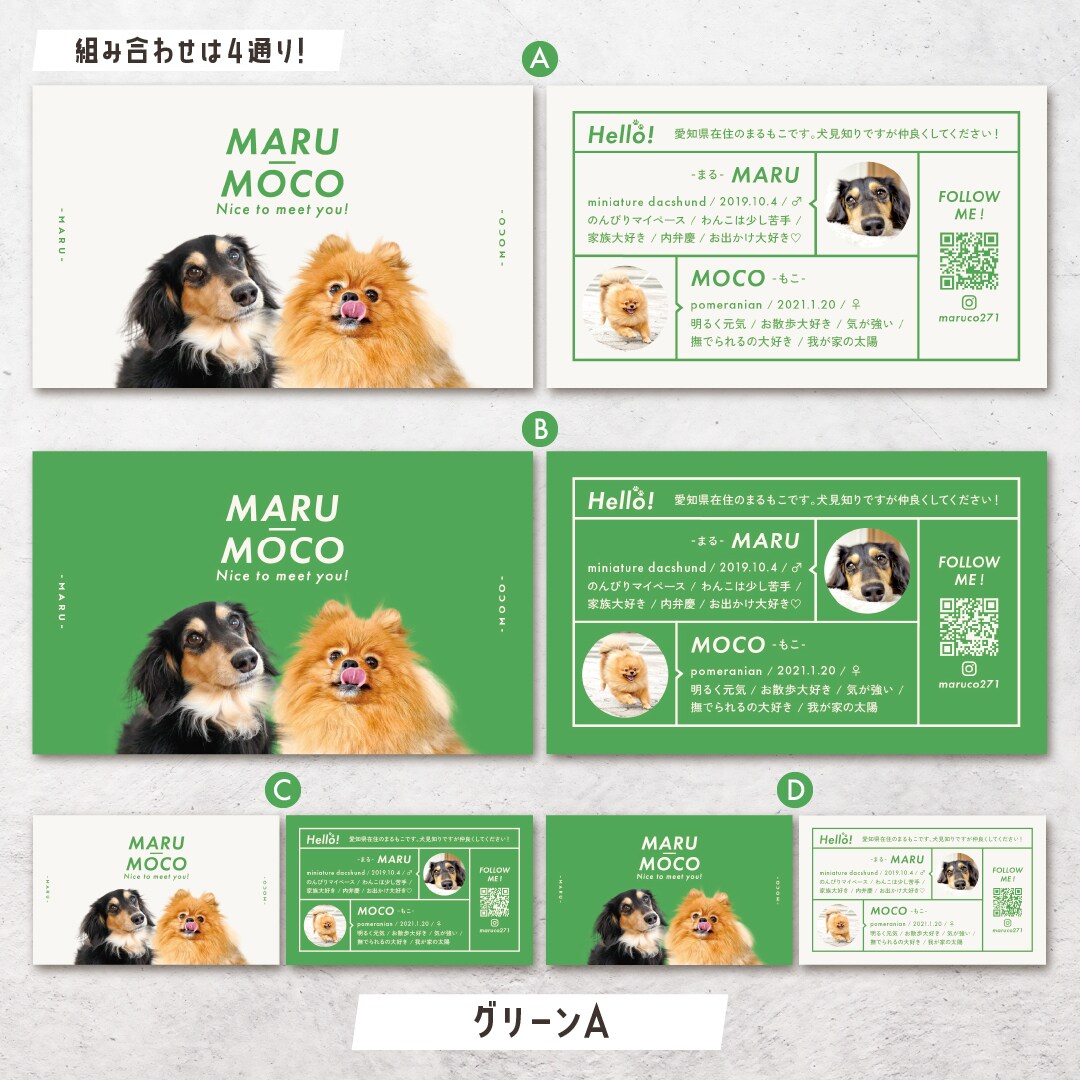 2頭or3頭のスタイリッシュなペット名刺制作します 印刷代込み100枚！オフ会・イベントで大活躍♩ イメージ6