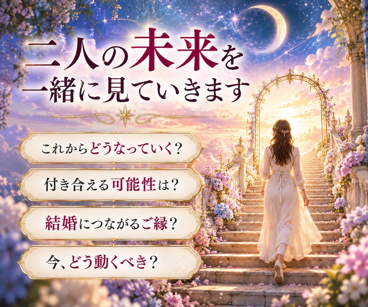 生年月日不要。二人の未来とお相手の気持ちを占います 鑑定歴47年、恋の行方とご縁を丁寧に読み解きます イメージ3