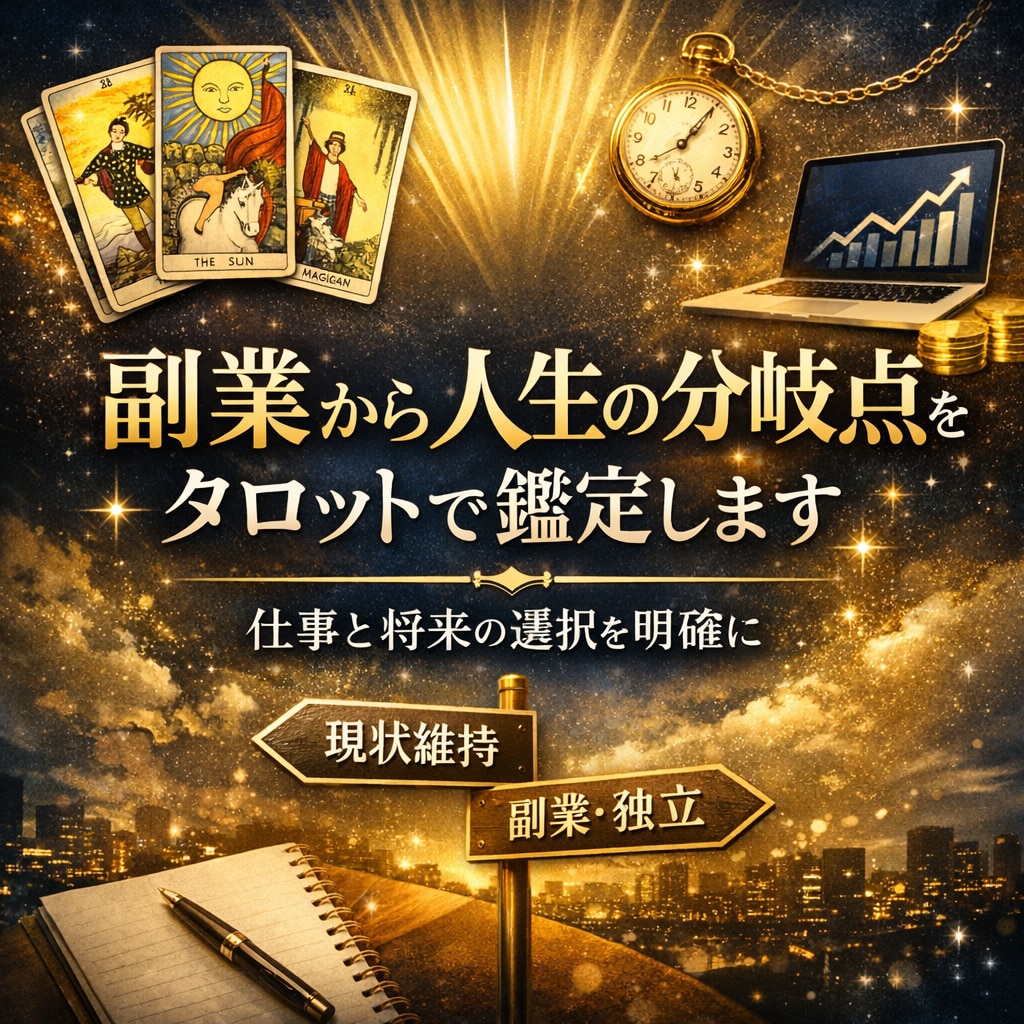 副業鑑定から人生の分岐点を霊感タロットで鑑定します あなたの仕事とお金の選択運勢を占い将来の方向性を明確にします イメージ1