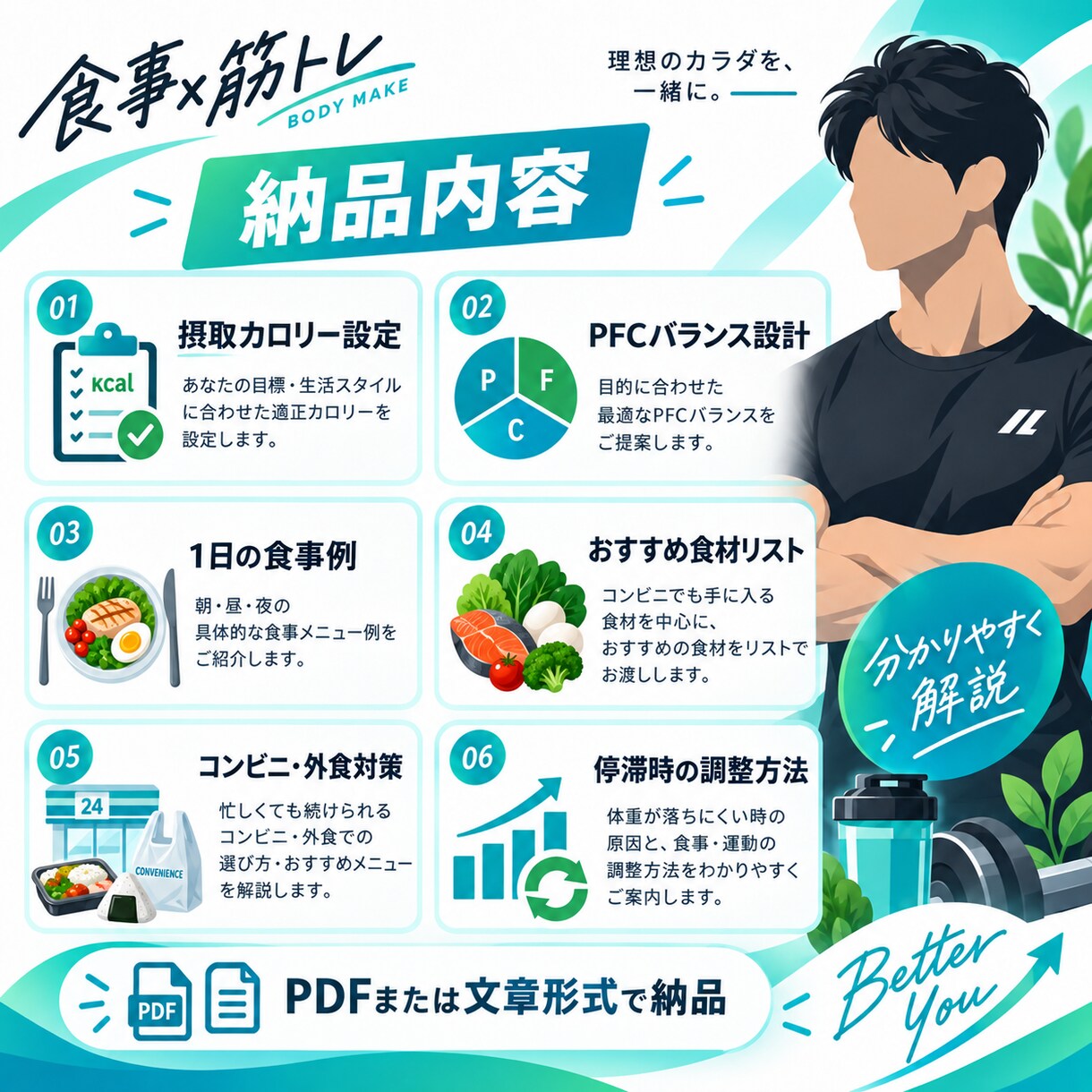 あなた専用PFC・食事プラン作成ます 現役トレーナーが個別設計します イメージ3