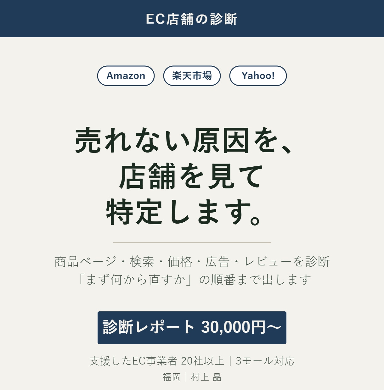 Amazon・楽天の店舗を診断し改善案を出します モール運営10年目の目で、売れない原因を探ります イメージ1