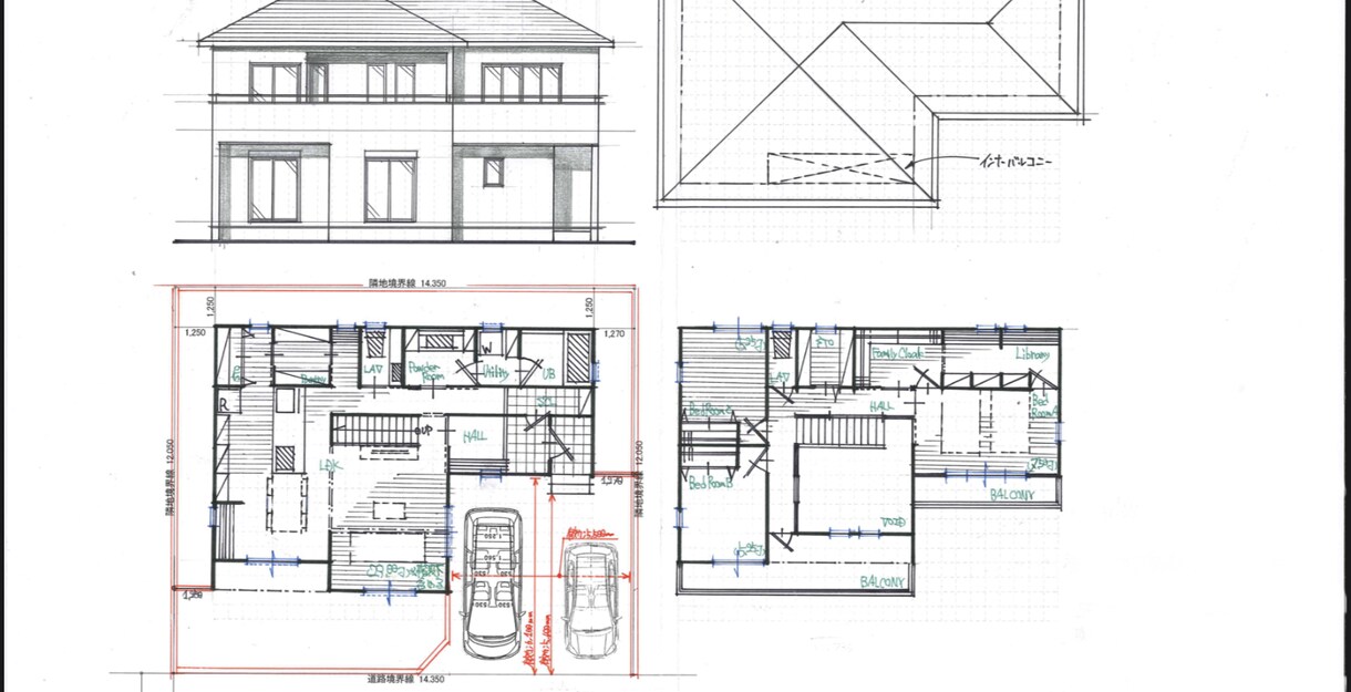 住宅の間取り及び外観デザインをご提案します 手描きにて間取り図と立面図を作成致します。※木造のみ。 イメージ1