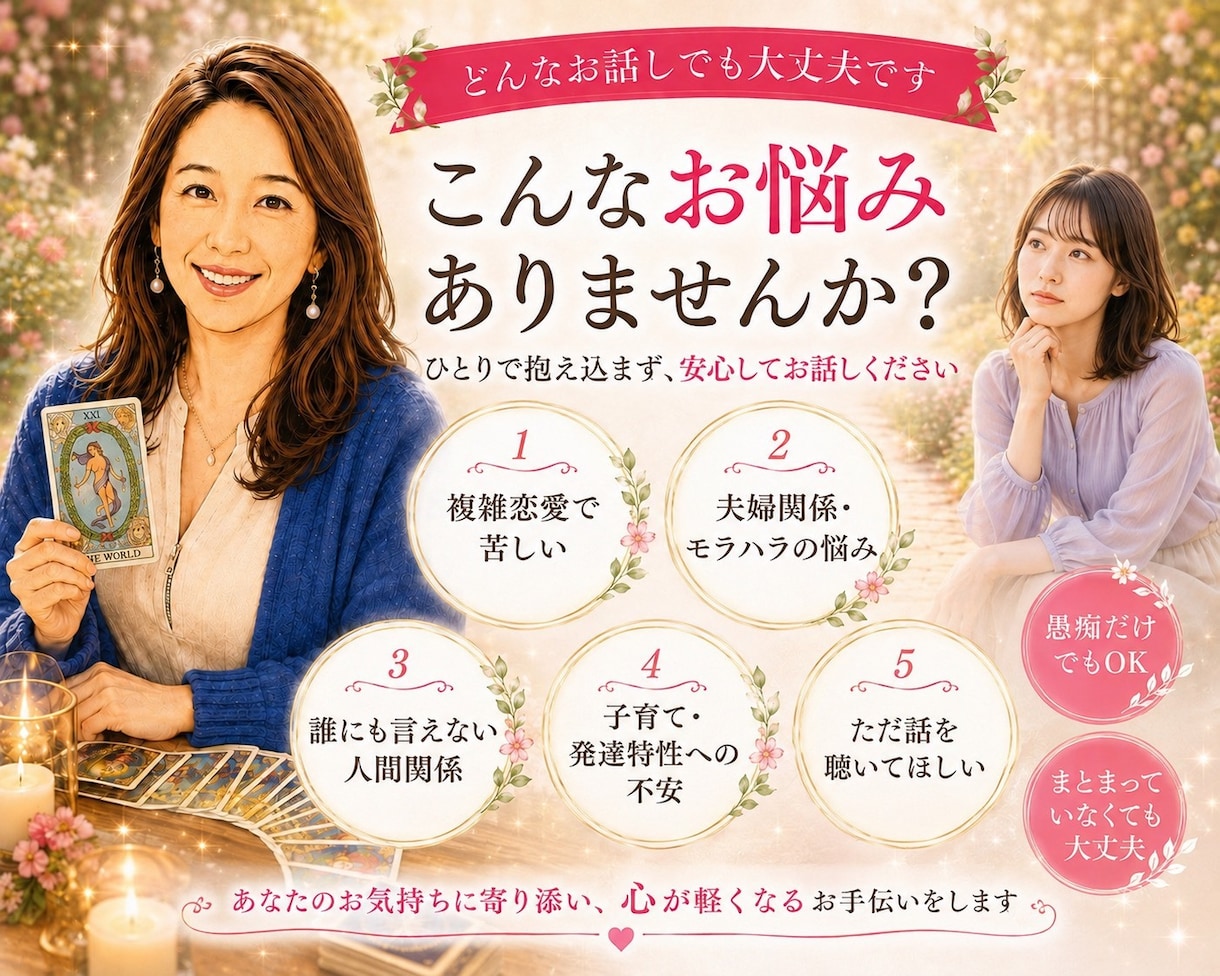 誰にも言えないあなたのお話を聞きます もう限界！そんな方、今すぐ話を聞かせてください。 イメージ2