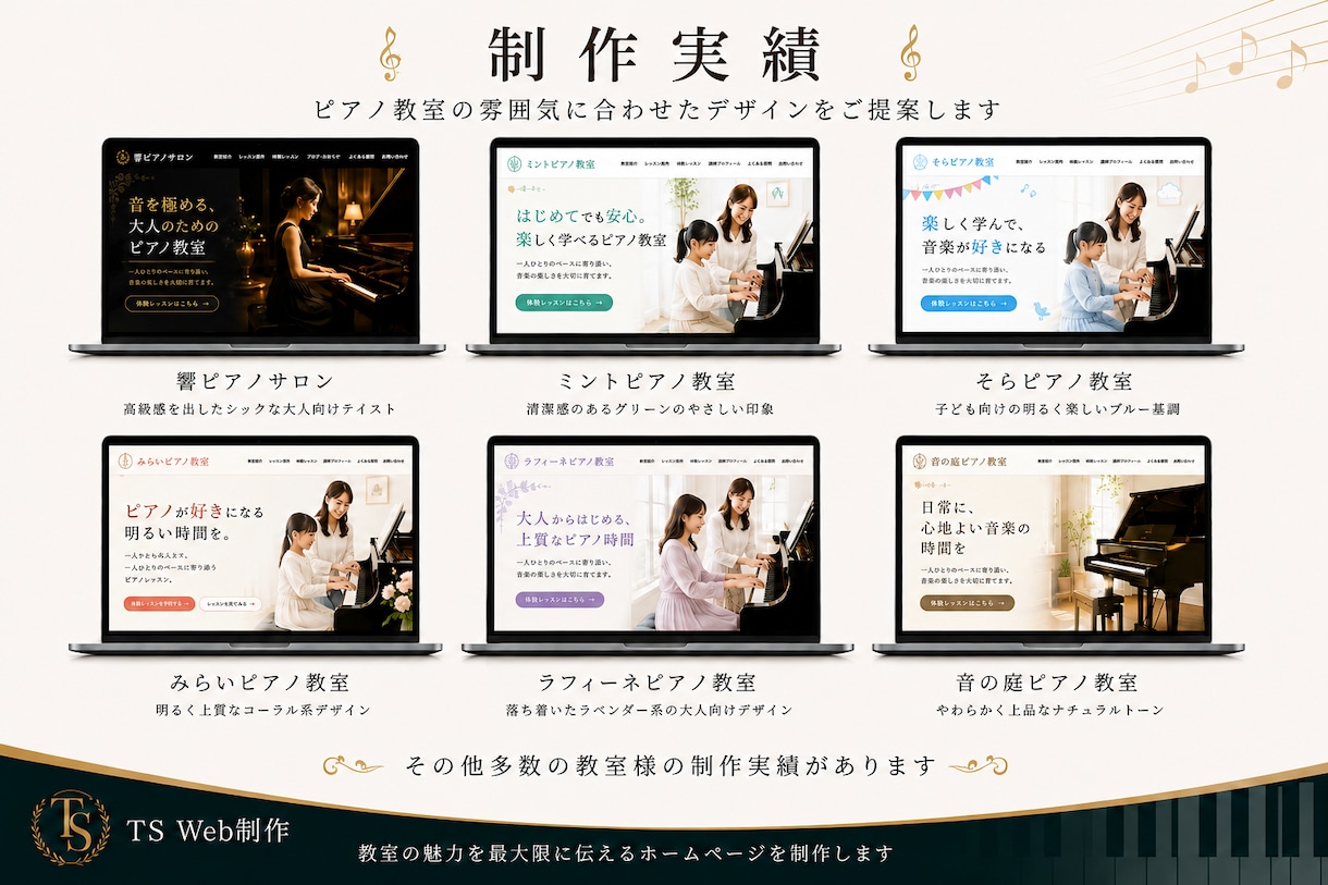 ピアノ教室専門｜体験申込につながるHP作ります 教室の雰囲気が伝わり体験申込につながるHPに イメージ2