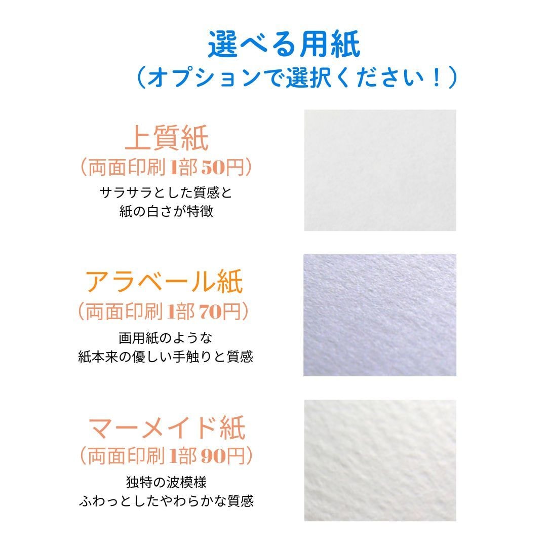 デザインセミオーダーでメニュー表作成します 用紙や形、色はお選びいただけます！ イメージ4