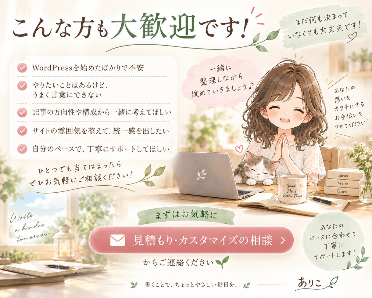 思考整理から伴走！WP記事作成・サイト整えます WordPressに挫折しかけた方へ！想いを整理します イメージ4