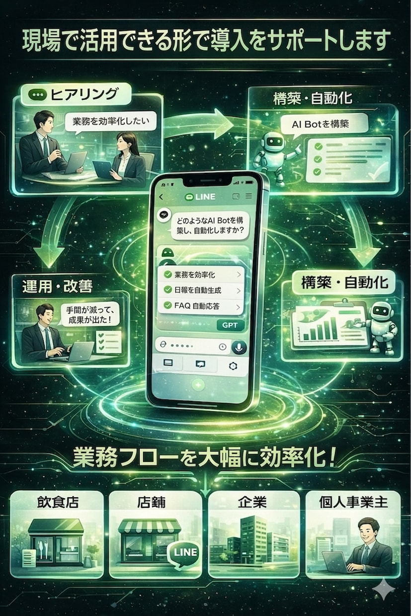 LINE×ChatGPTで業務自動化Bot作ります 問い合わせ対応や業務をAIで自動化 イメージ3