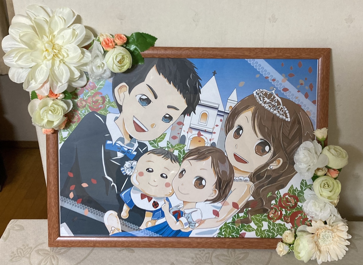 似顔絵ウェルカムボードを作成します 誇張しすぎない、カワイイイラストを作成します イメージ2