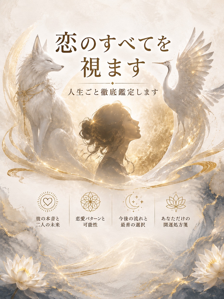 恋のすべてを。人生ごと徹底鑑定します 彼の本音・未来・恋愛癖まで全部視て、幸せになる道を示すわ イメージ1