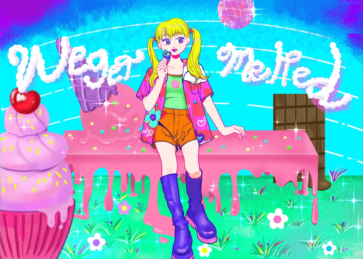 ポップ可愛いオリジナルMVイラスト制作します カラフル・ポップで映える色合いが特に得意です！可愛い女の子 イメージ6
