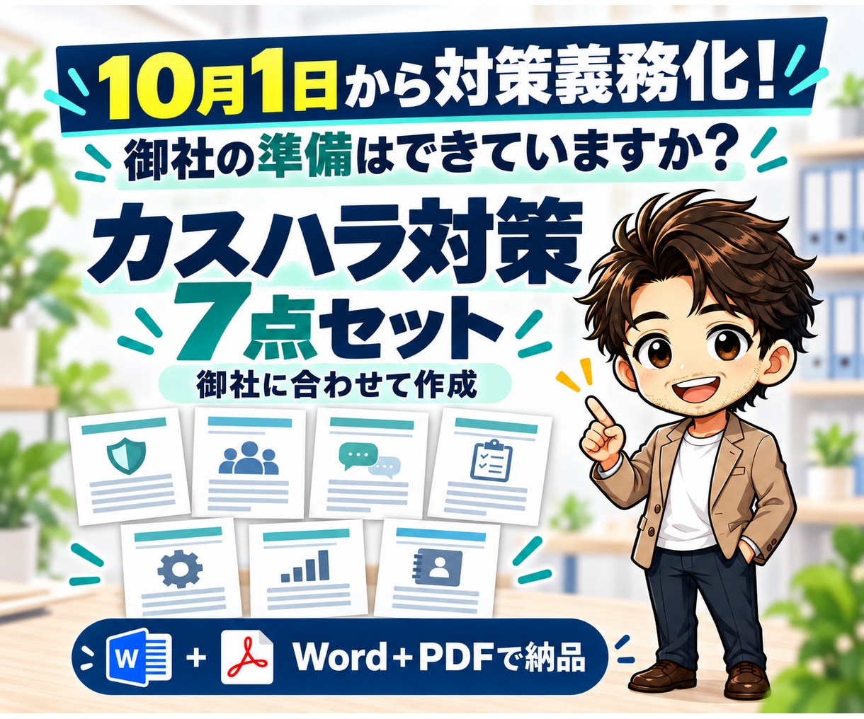緊急！御社に合わせたカスハラ対策７文書を作成します 2026年10月1日のカスハラ対策義務化まで待ったなしです！ イメージ1