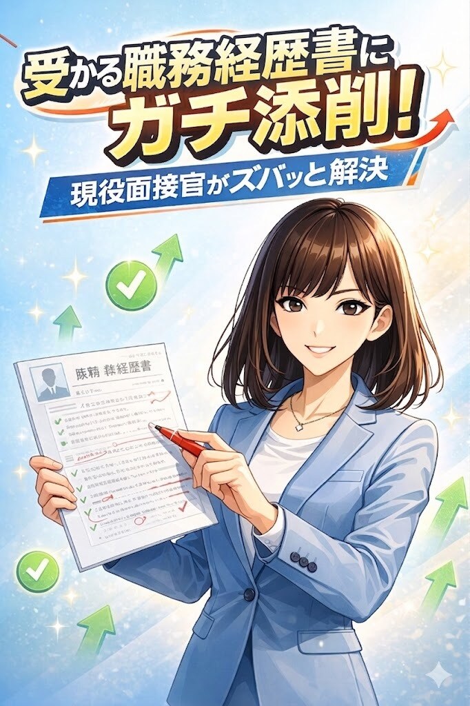 現役面談担当が直伝！受かる職務経歴書ガチ添削ます ネットの例文は卒業！採用のプロがあなたの強みを引き出します イメージ1