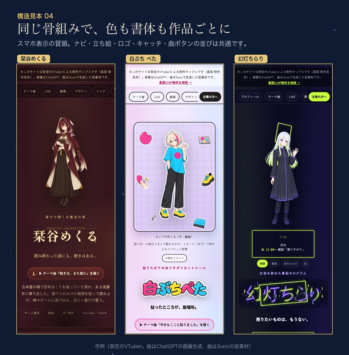 VTuberの“お仕事の窓口”になるHPを作ります 立ち絵はそのまま。動きで世界観、問い合わせ先と実績を一枚に イメージ5