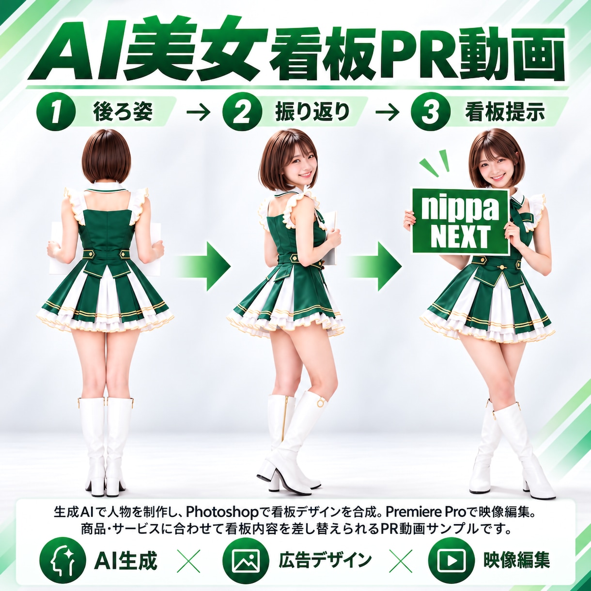 AI美女があなたの商品・サービスを宣伝します AI人物と映像編集で魅せるオリジナルPR動画 イメージ1
